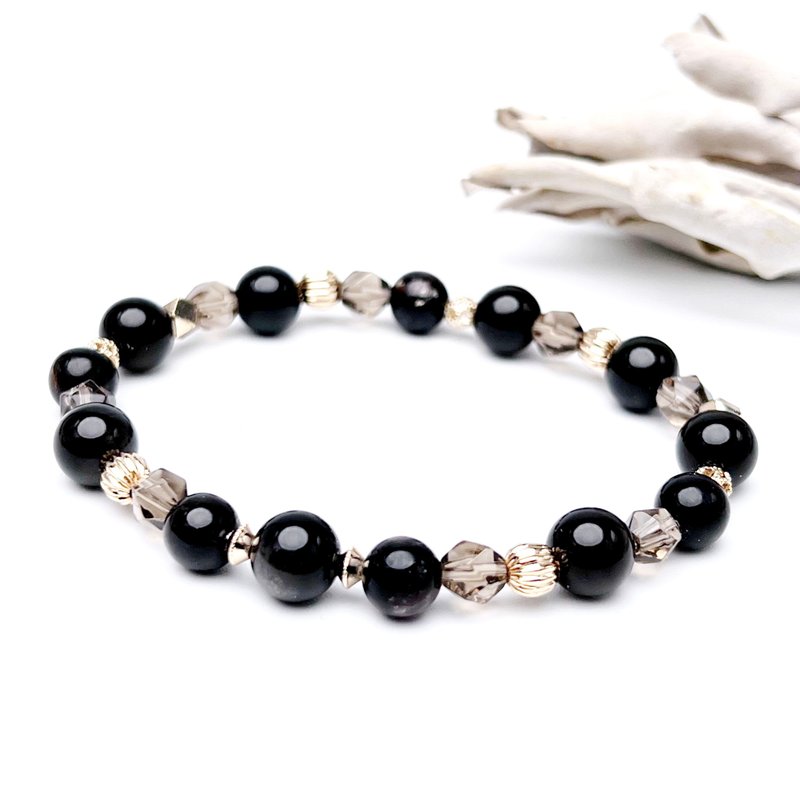 光曦。手串 避邪 疗愈 稳定情绪 I 银曜石 黑金锂云母 茶水晶 I - 手链/手环 - 宝石 多色