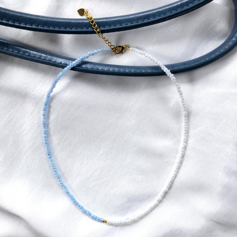 珍珠涂层珠饰项链 / 精致珍珠颈链 / 美学饰品 - 项链 - 贵金属 白色