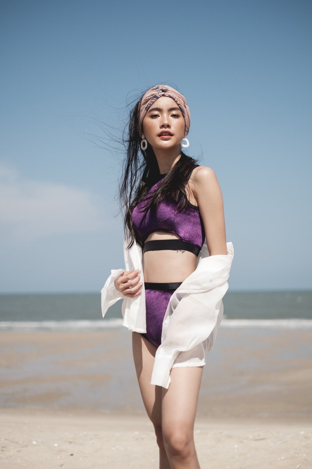 Crescent moon set 貴婦氣質性感高腰兩件式泳裝 / 紫色 - 女装泳衣/比基尼 - 其他材质 紫色