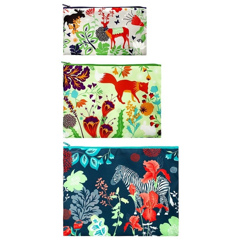 LOQI 三入组收纳袋／丛林 ZPFO - 化妆包/杂物包 - 塑料 绿色