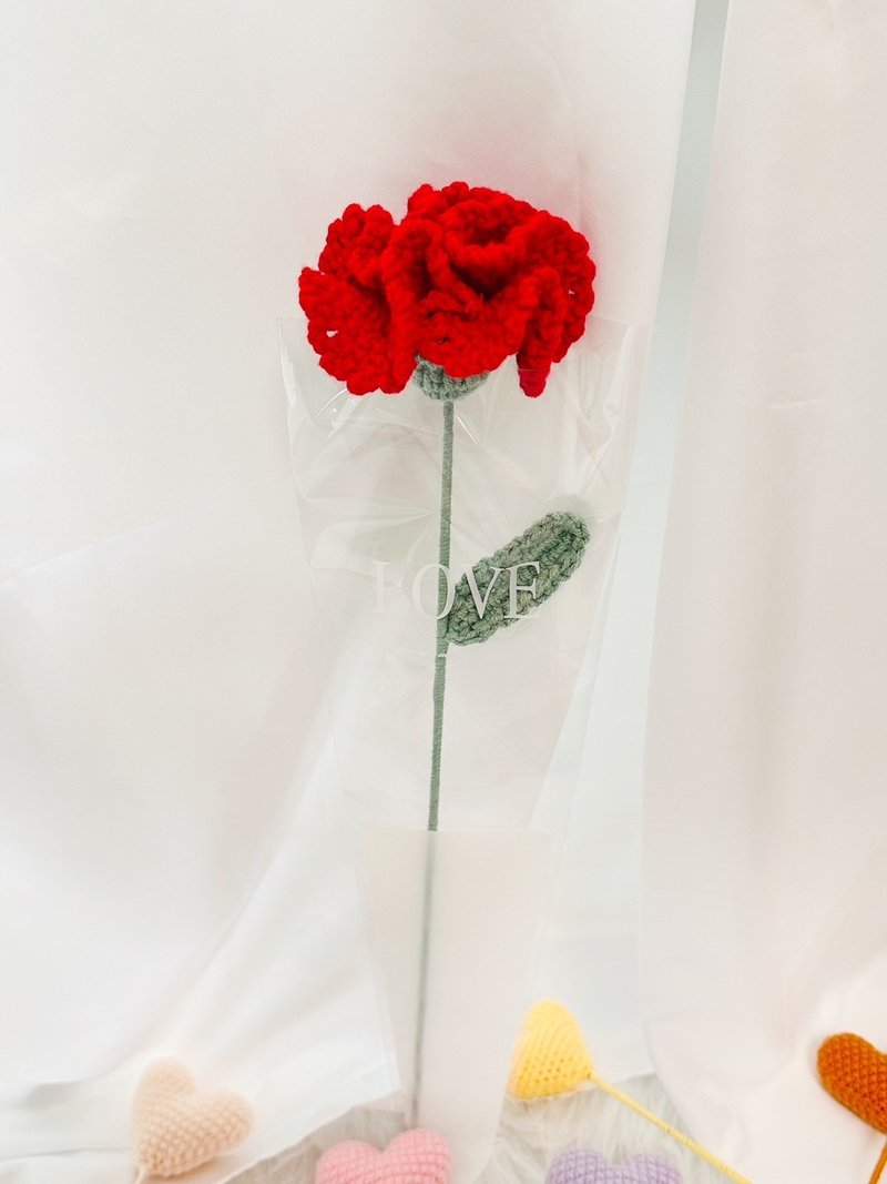 【WS │手工花 】限量 编织花 毛线花 康乃馨 母亲节 可订制 七夕 - 干燥花/捧花 - 棉．麻 