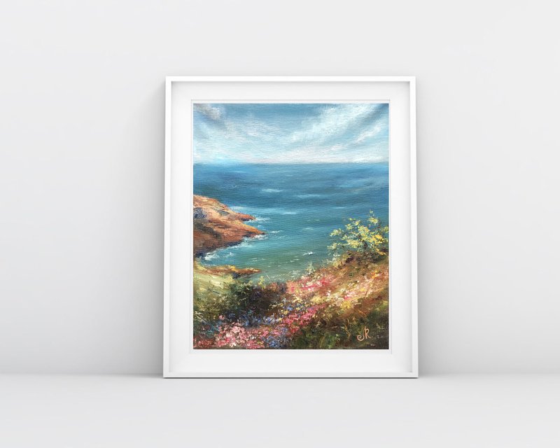 海景油画原创海景画海滩 - 海报/装饰画/版画 - 其他材质 蓝色