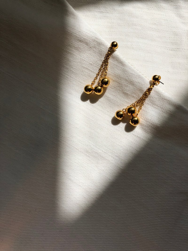 Vintage Gold Drop Earrings - 耳环/耳夹 - 贵金属 金色