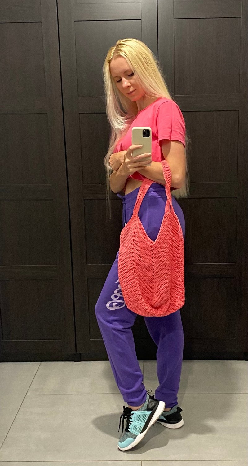 棉质托特手提包，钩织粉色包款， - 手提包/手提袋 - 棉．麻 粉红色