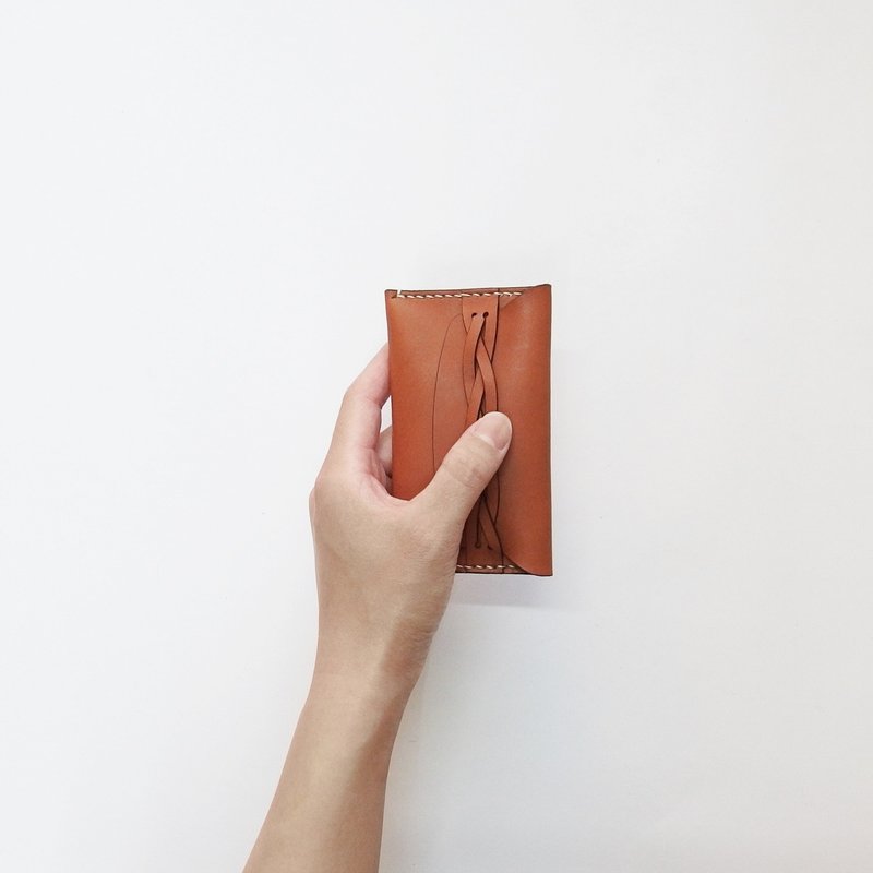 编织皮革名片夹.卡片夹-手作经典定制化礼物 - 名片夹/名片盒 - 真皮 红色