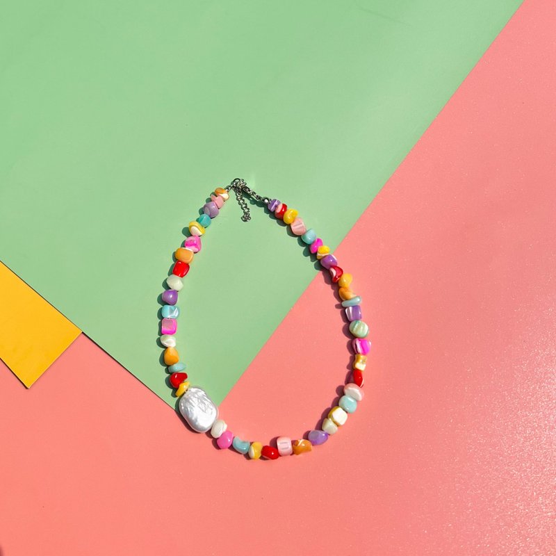 项圈 Cindy • Y2K Colorpop 串珠项链 粉彩珠宝生日礼物 - 颈链 - 珍珠 多色