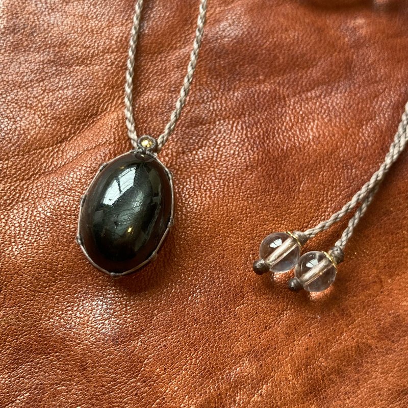 -Bare skin- 黑星石编织项链 - 项链 - 宝石 黑色