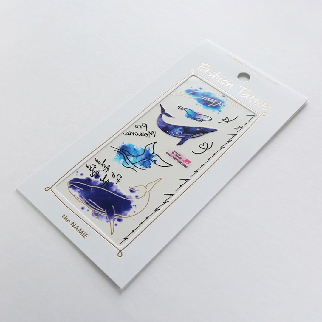 【 DIY 纹身/刺青】Color Tattoo 彩色纹身贴纸 深蓝鲸 - 纹身贴 - 纸 金色
