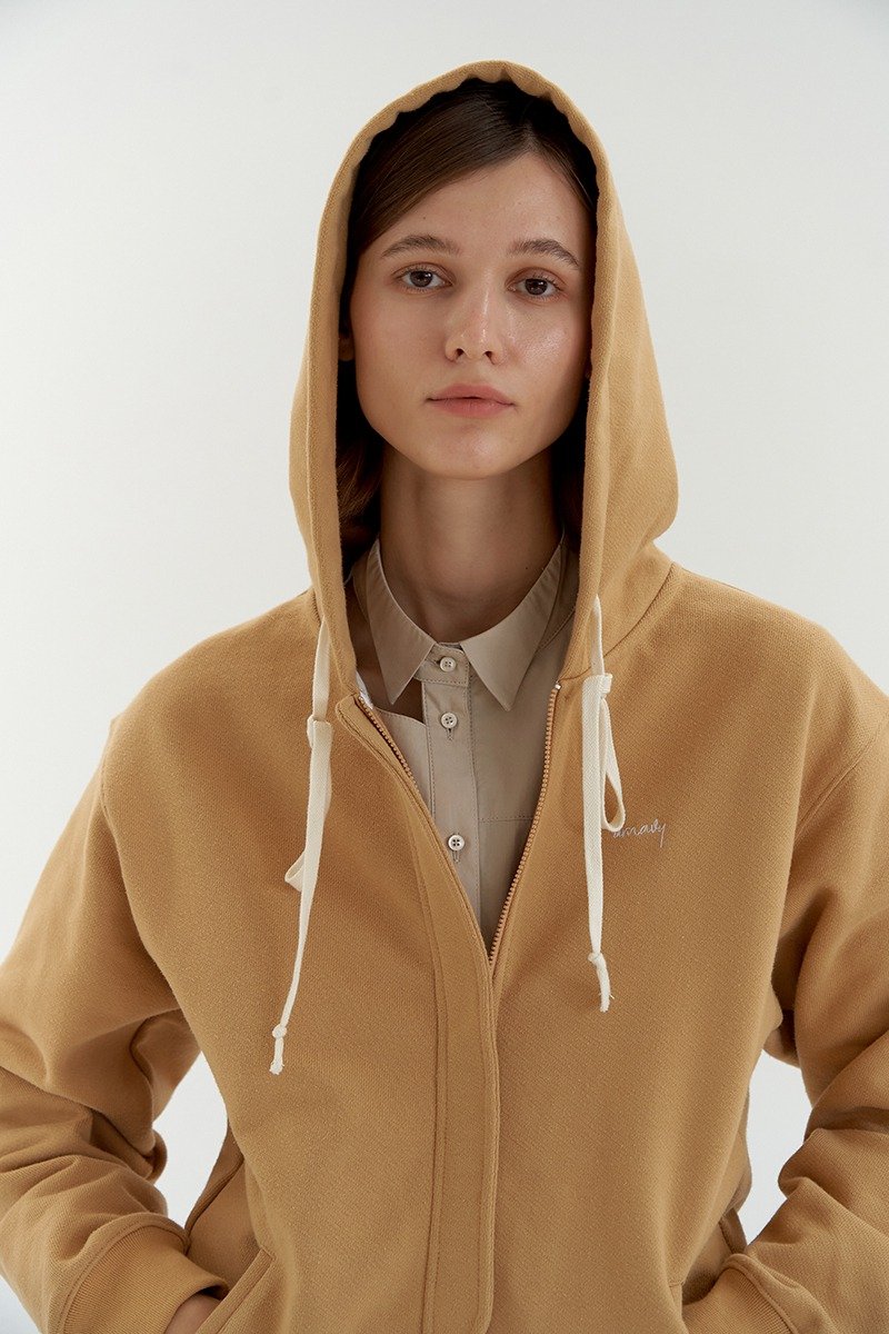 URNAVY中性帽踢外套- 浅卡及 - 中性连帽卫衣/T 恤 - 棉．麻 卡其色