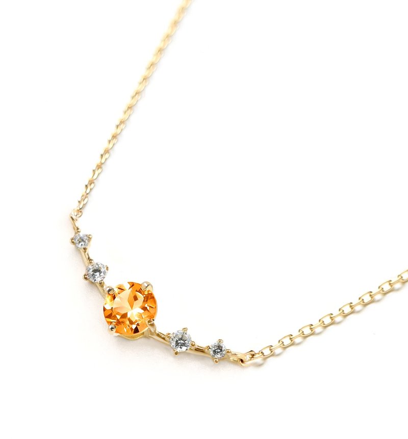 K18 黄金石榴石 & 钻石项链 (圆形切割) ~Ello Lily~ 1月诞生石 - 项链 - 宝石 橘色