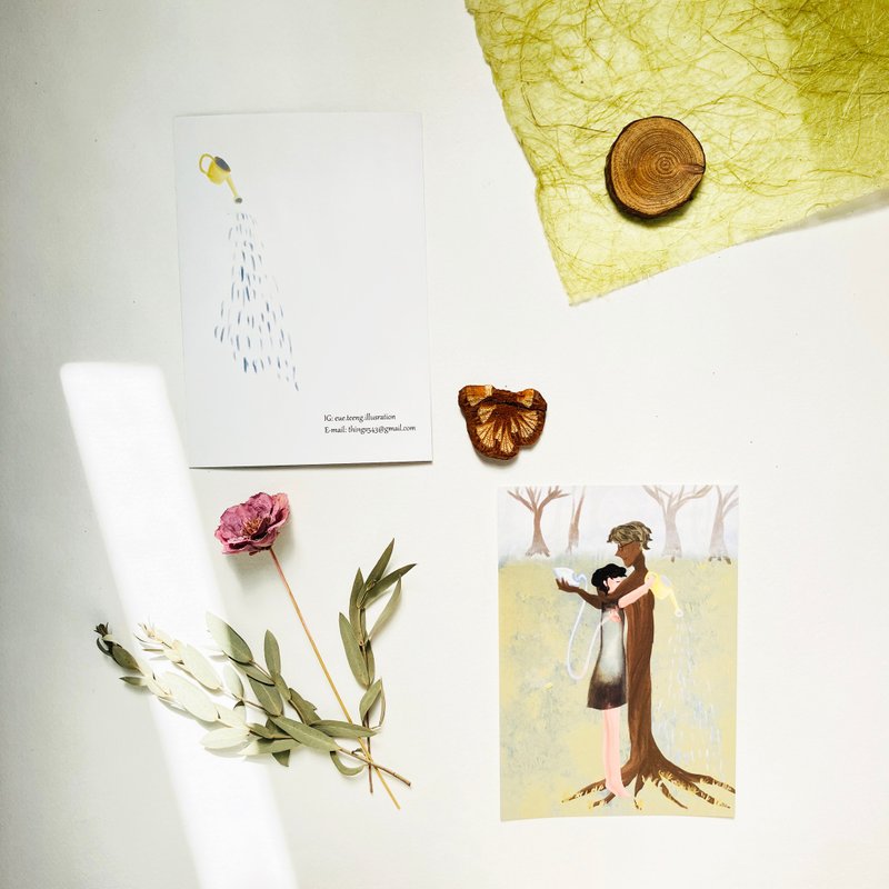 插画卡片-植物拥抱 - 卡片/明信片 - 纸 绿色
