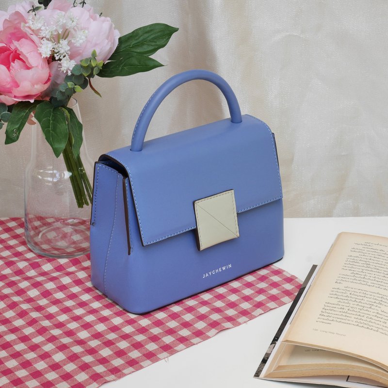 手提斜背两用包 Cable 款 / 浅蓝色 Baby Blue - 手提包/手提袋 - 真皮 蓝色