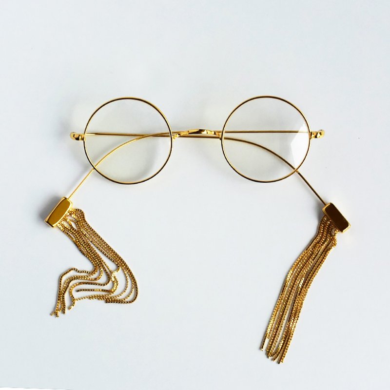 Japan made glasses _Fringe_gold_ jewelry / Earrings / reading / self love - 眼镜/眼镜框 - 其他金属 金色