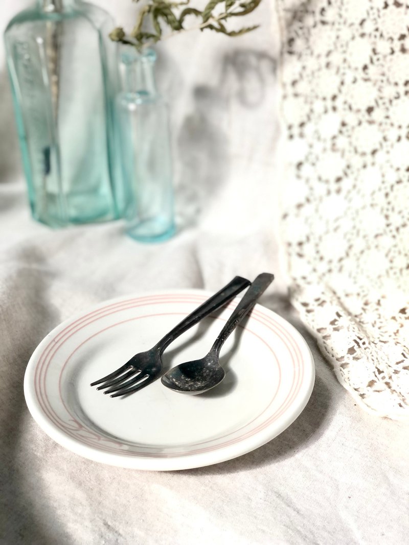 Vintage美国1950s镀银儿童餐具 2件组 - 餐刀/叉/匙组合 - 银 