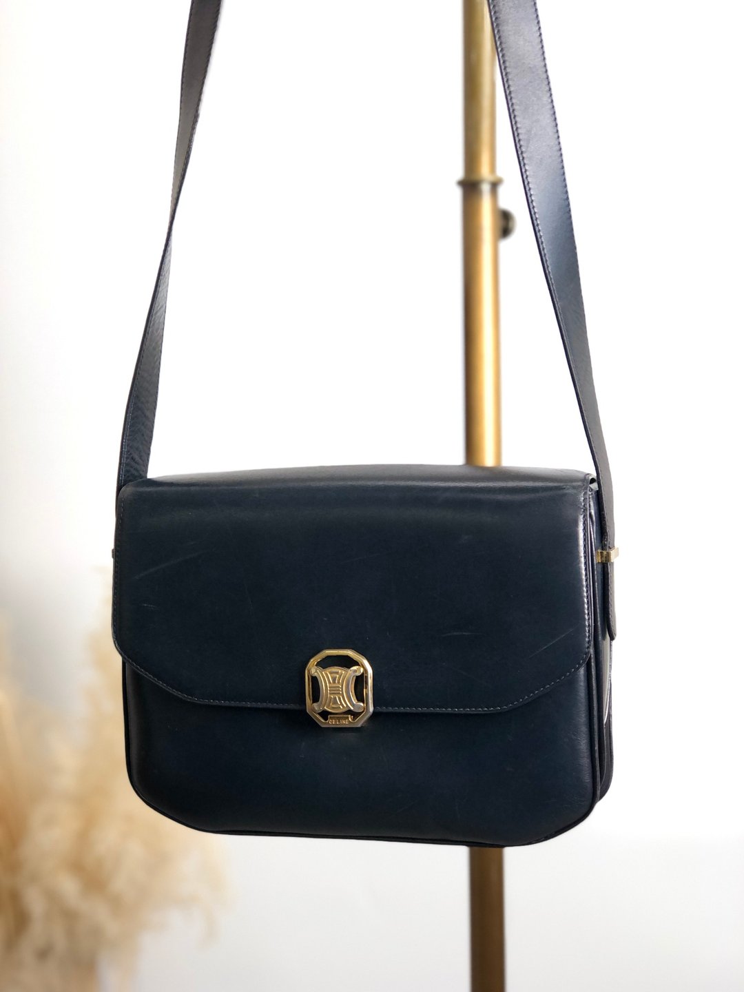 【日本直送，名牌二手包装】CELINE 单肩包 深海军蓝 trionff 皮革 vintage vintage old nfun5m - 侧背包/斜挎包 - 真皮 蓝色