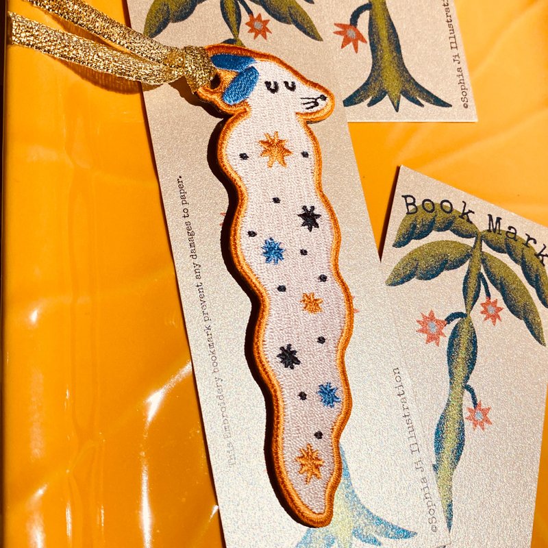 刺绣书签/星星女巫 & 星尘狗狗 - 书签 - 绣线 橘色