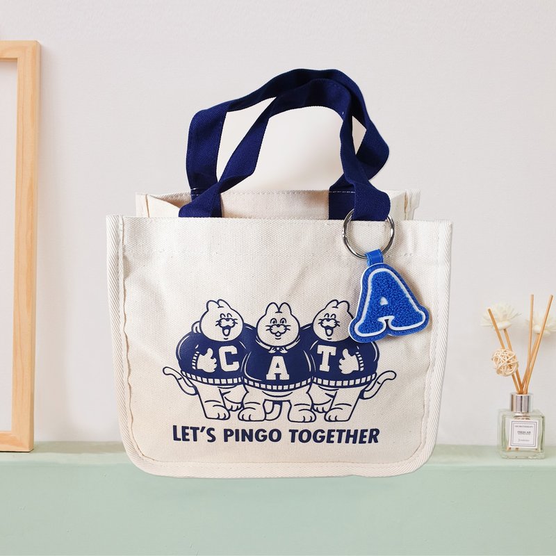 【ZIZONE】帆布提袋-一起玩款(蓝) 便当袋 手提袋 托特包 - 手提包/手提袋 - 棉．麻 蓝色