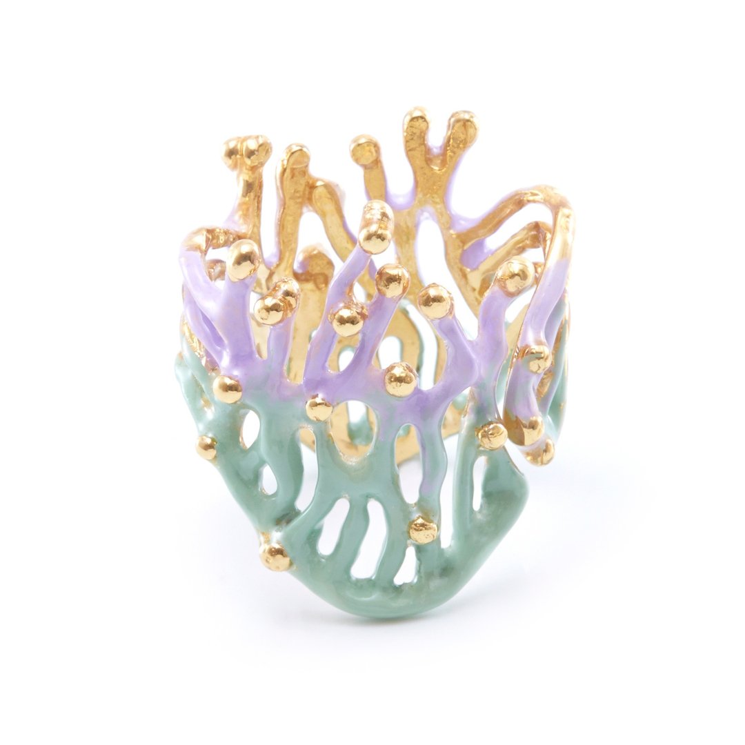 Green Mint Coral Ring - 戒指 - 其他金属 绿色