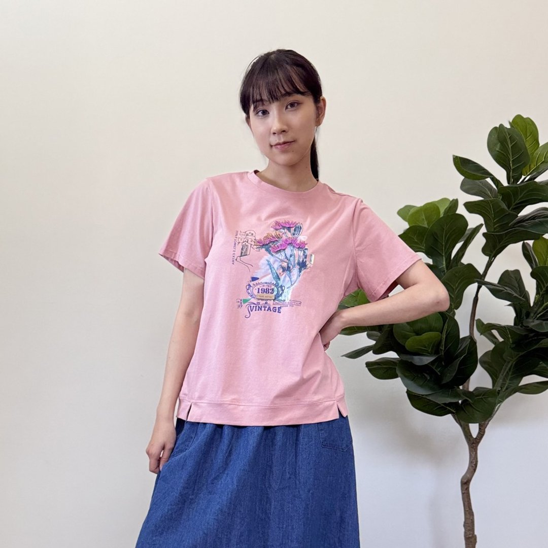 皮标点缀刺绣印花休闲上衣 - 女装上衣 - 其他材质 