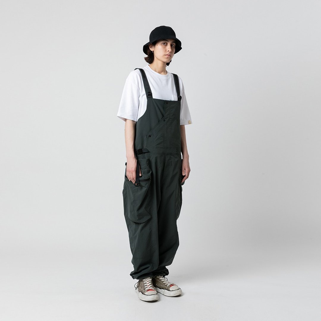 Multi-Pocket Overall多口袋廓形宽松吊带连体裤 藏青色/墨绿色 - 背带裤/连体裤 - 聚酯纤维 
