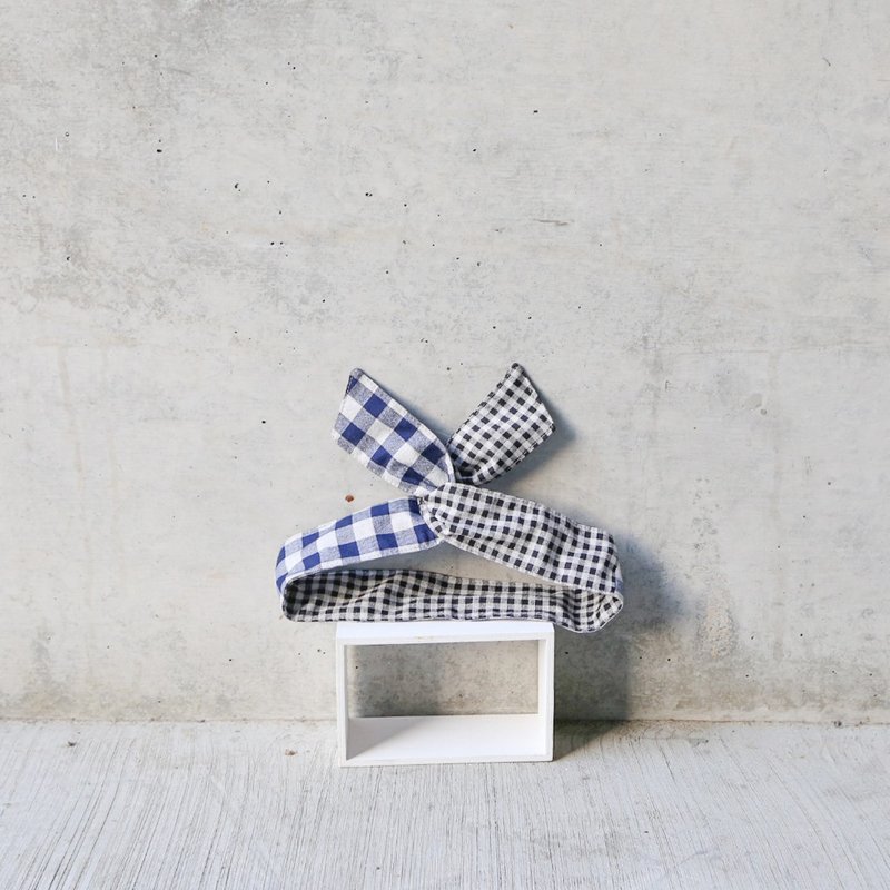 复古格纹 发带：四款式 - 发饰 - 棉．麻 白色