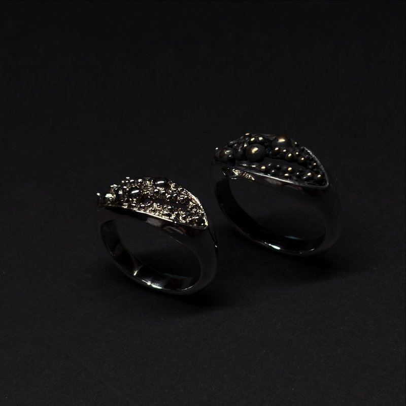 沫之古典戒 / 黑金款 - 戒指 - 纯银 银色