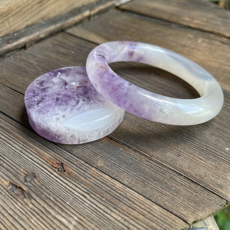 冰晶葡萄 紫水晶玛瑙共生 圆条套镯 - 其他 - 半宝石 紫色