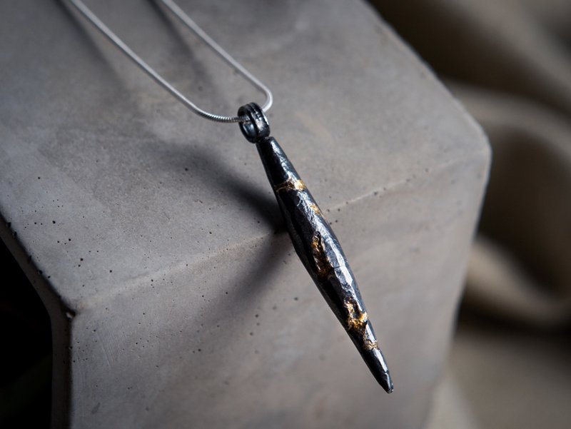 独一无二设计-纯银镶崁金箔项链 / 一份最好的礼物 - 项链 - 纯银 黄色