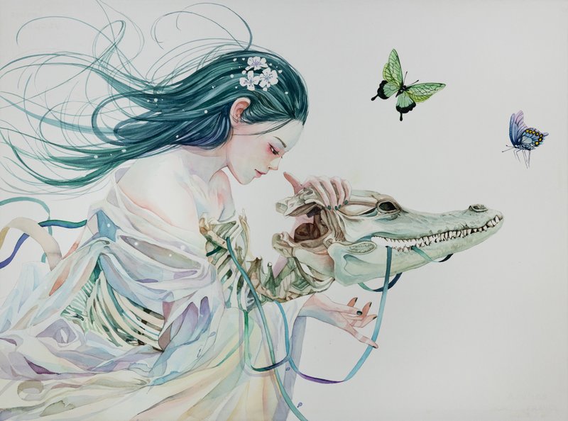 痴之深渊-原作水彩艺术画/艺术挂画/精致居家装饰/佛教/心灵 - 海报/装饰画/版画 - 纸 绿色