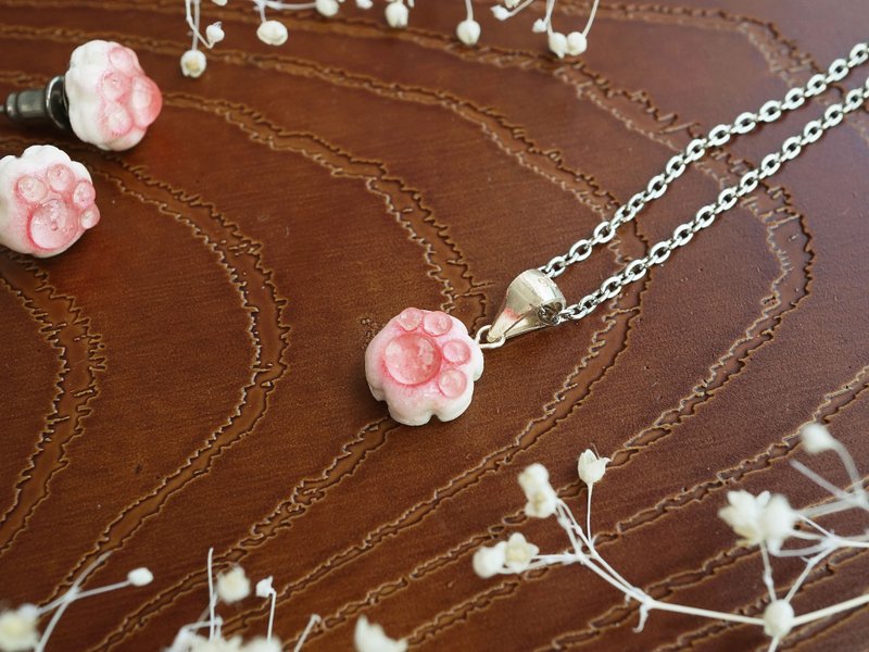 小迷你果冻棉花糖猫肉球((医疗防过敏项链)) - 项链 - 其他材质 粉红色