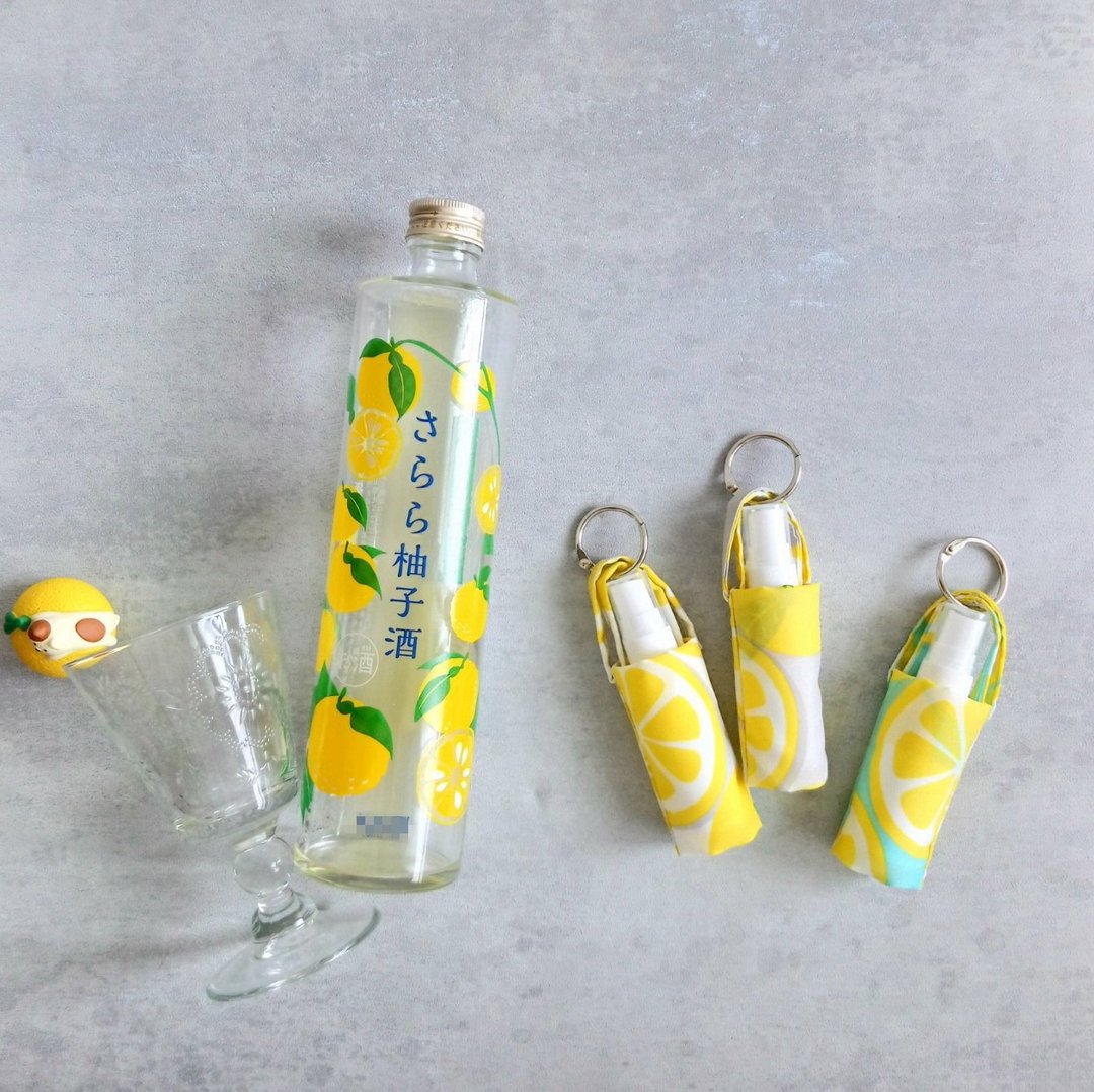【BAC/酒精喷瓶随身袋】柠檬柚子 白 防水尼龙布 可调长短可挂! - 收纳用品 - 防水材质 黄色