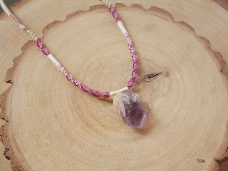 N60/SS25~ 紫水晶 l 白水晶 l 粉晶 l 手工编织 l 原矿项链 - 项链 - 水晶 绿色