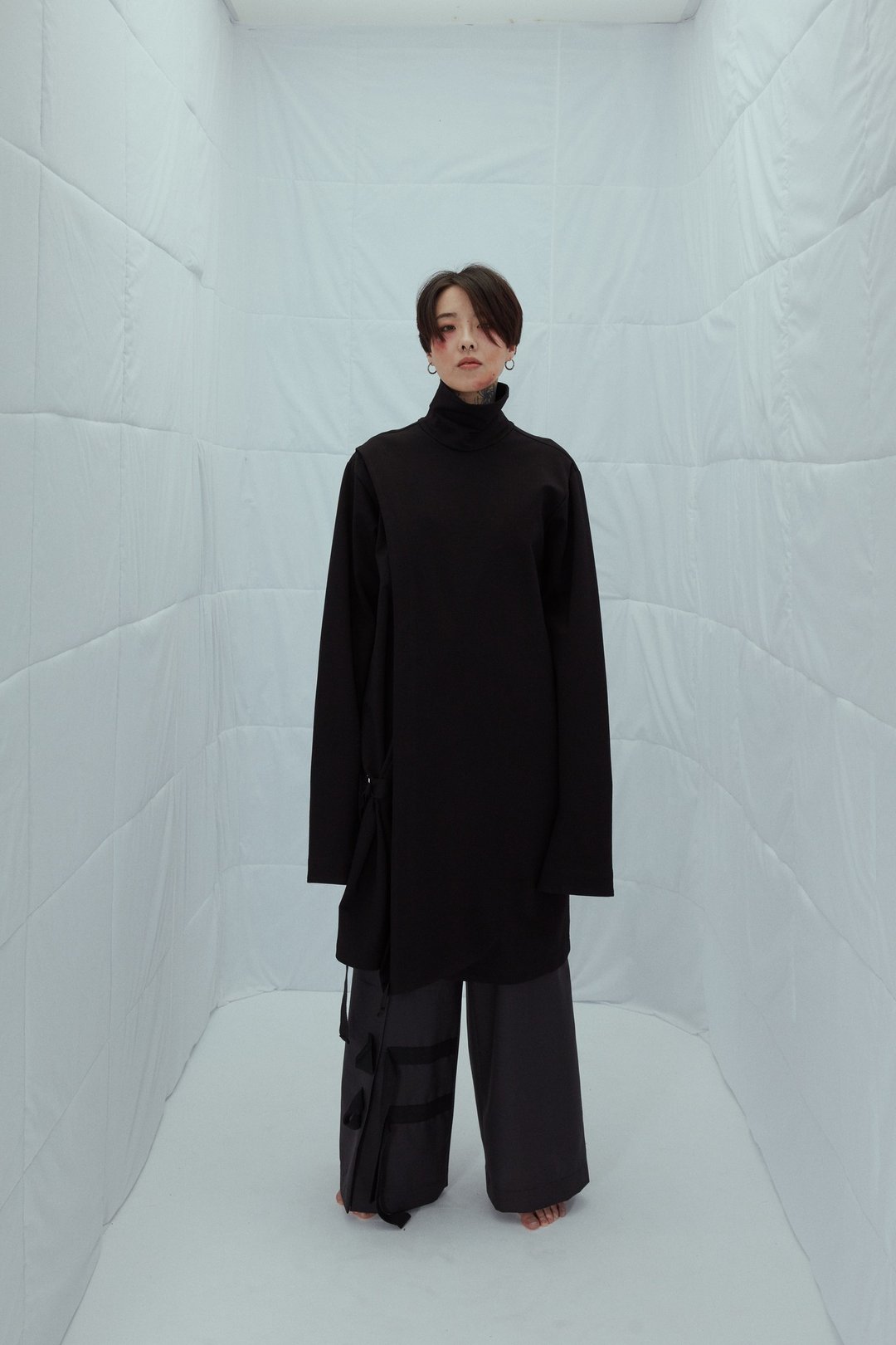 INF 18AW 变型长版上衣 - 男装上衣/T 恤 - 棉．麻 黑色