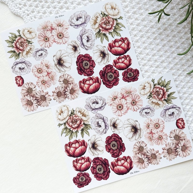 A521 - 经典花卉 - 贴纸 - 纸 
