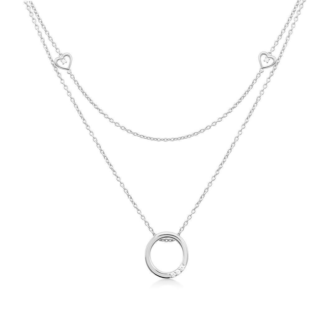 Amari sterling silver layered necklace with CZ - 项链 - 纯银 银色