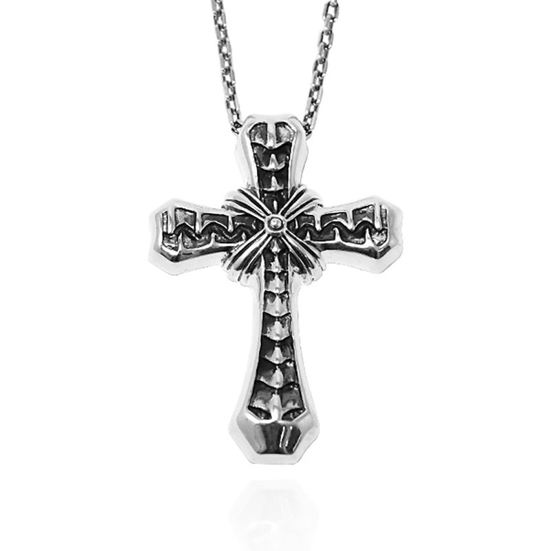 交炙十字-十字架纯银项链|银项链推荐 - 项链 - 纯银 银色