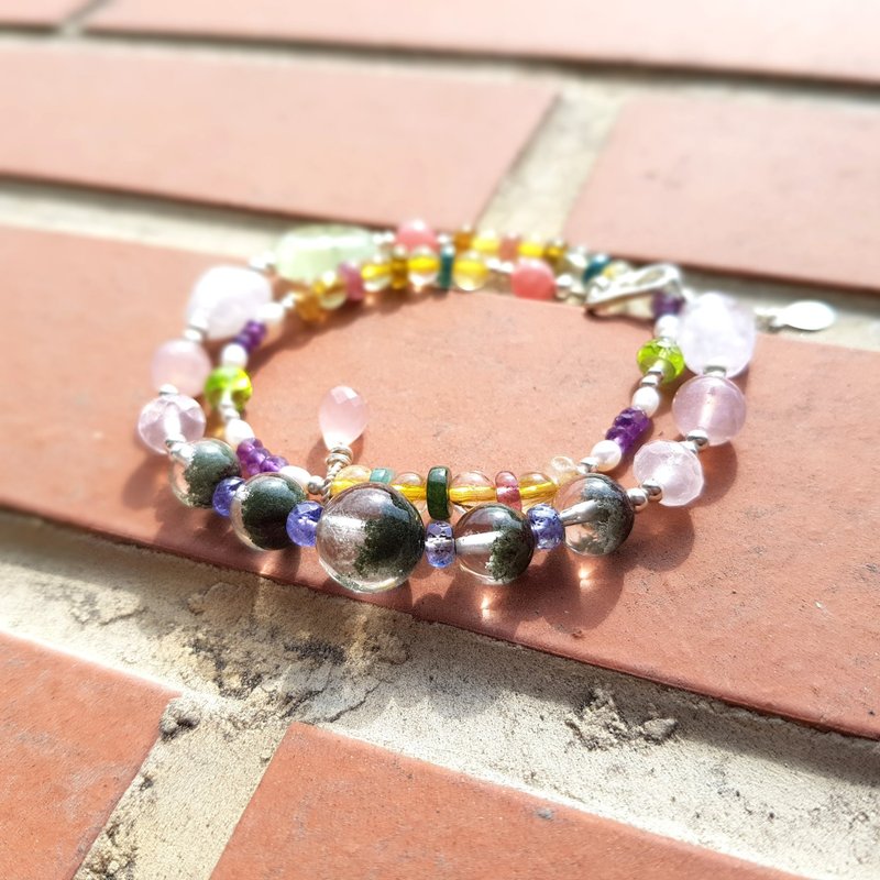 女孩水晶世界【SPRING】-绿幽灵 双链  手环 天然水晶宝石手作 - 手链/手环 - 宝石 绿色