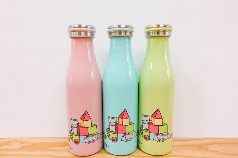Oaklets 【猫猫堆积木】马卡龙色保温瓶500ml - 茶具/茶杯 - 其他材质 