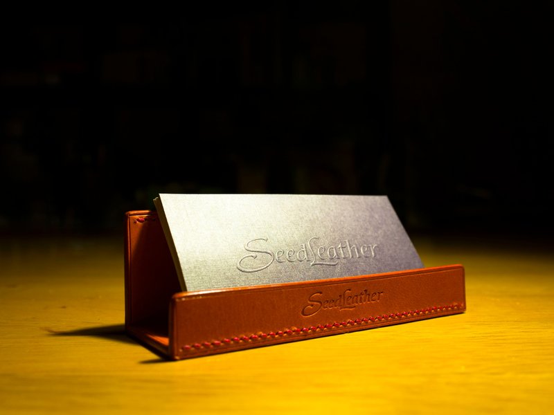 Card Holder for Desk - 名片座 (橘) - 名片架/名片座 - 真皮 