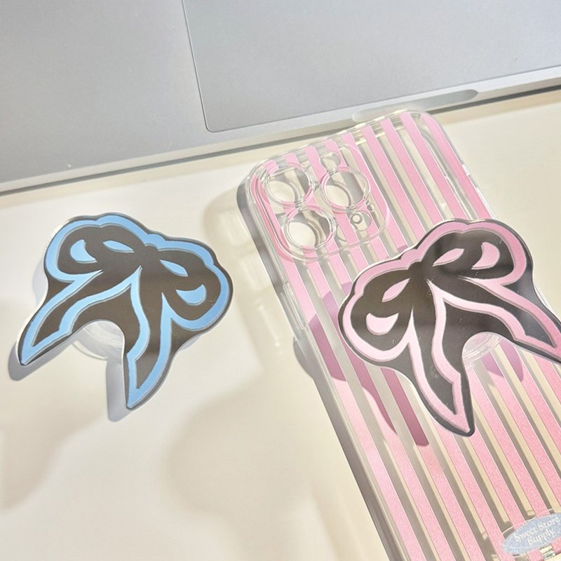 Sweetstore Supply原创可爱蝴蝶结镜面镜子手机气囊支架 - 手机配件 - 塑料 透明