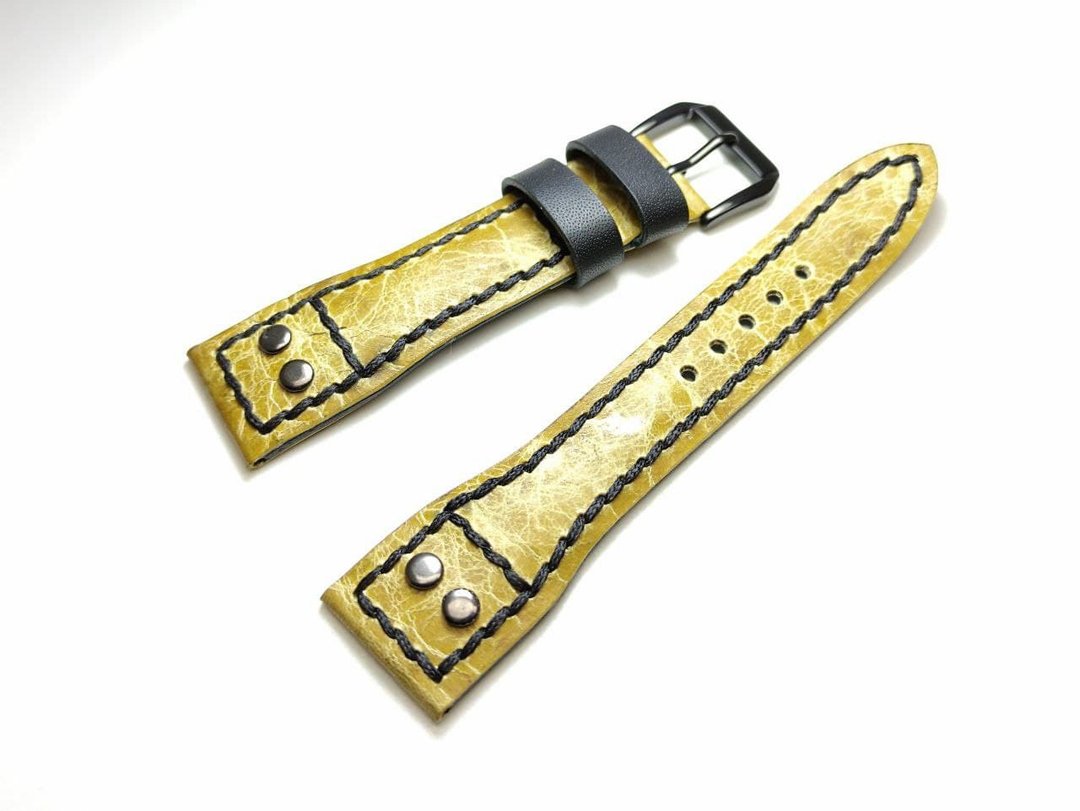 Vintage pilot watch strap 20mm watch band 22 mm watchband handmade bespoke - 表带 - 真皮 咖啡色