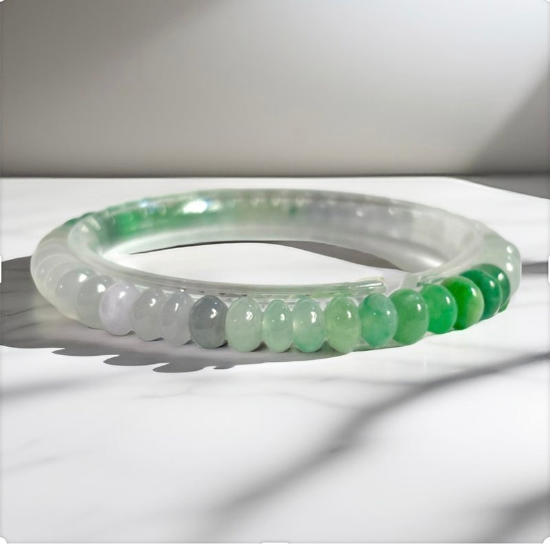 天然缅甸翡翠A玉多宝3彩鼓珠手链 能量石 - 手链/手环 - 玉石 多色