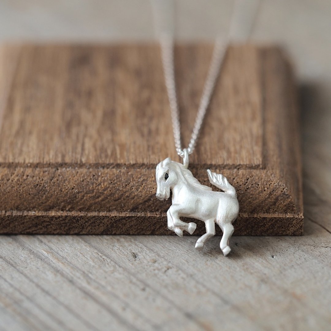 Horse Horse Necklace Silver 925 - 项链 - 其他金属 银色