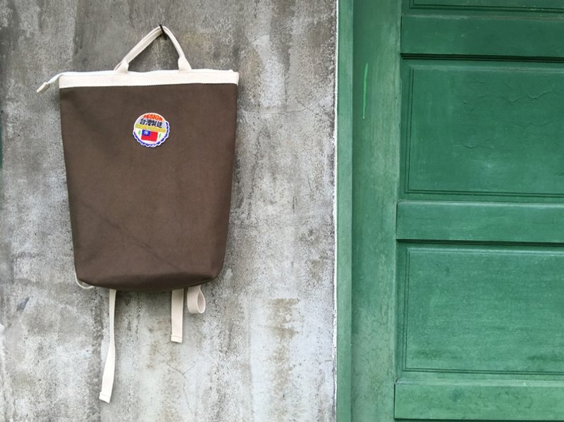 帆布手提后背包 《台湾制造》-墨绿/米白色 ~ 限量发行 - 后背包/双肩包 - 棉．麻 