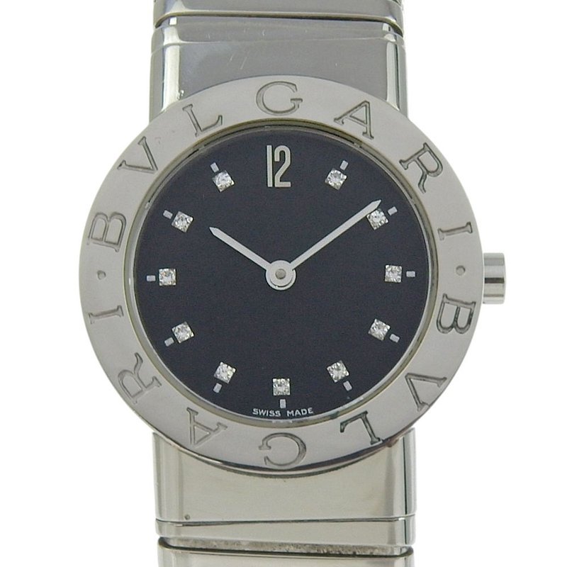 【日本直送】宝格丽 BVLGARI 宝格丽宝格丽 Tubogas 系列 腕表 BB262TS 11颗钻石 不锈钢 石英 黑色表盘 女款【二手】 - 女表 - 不锈钢 黑色