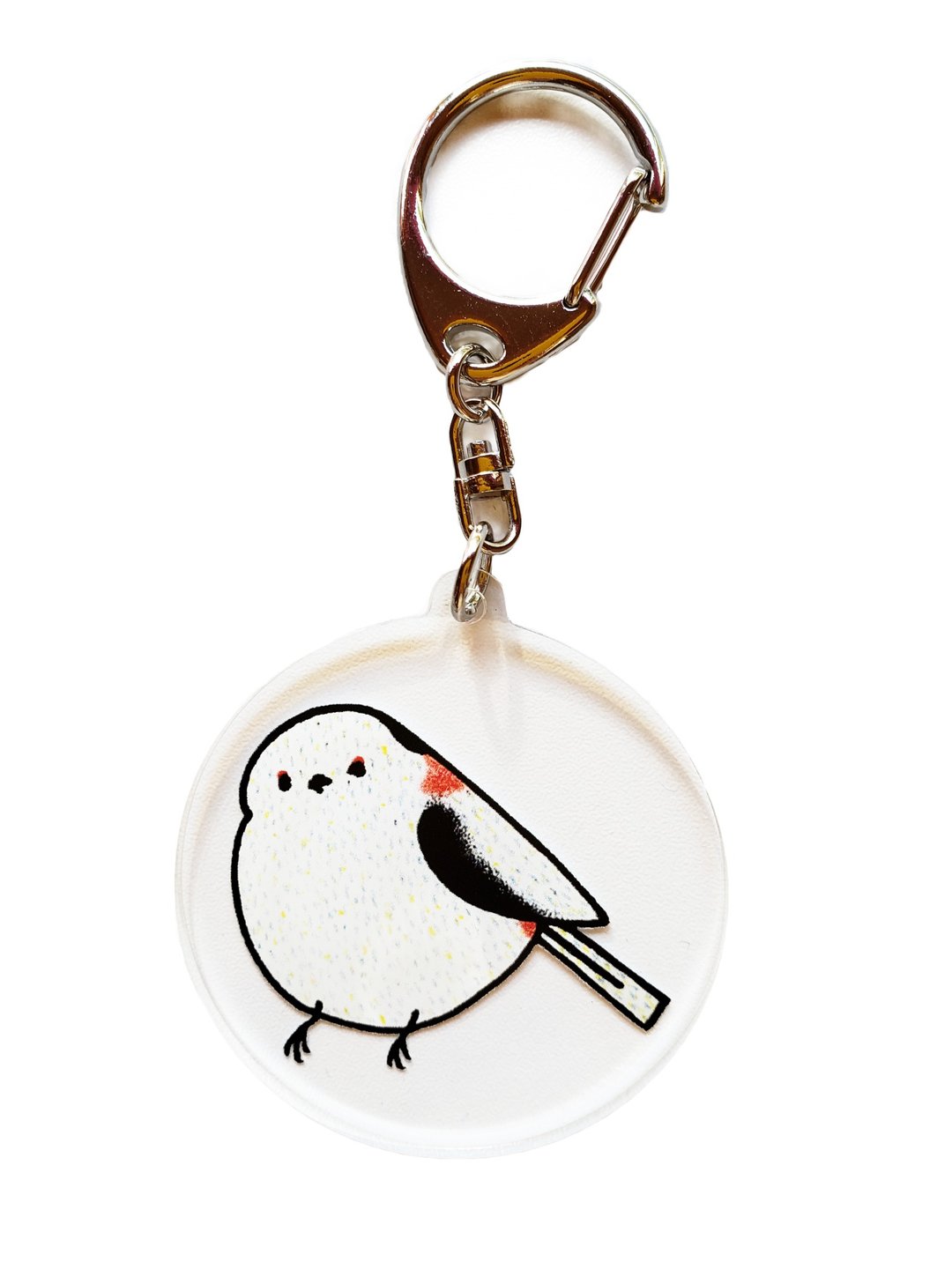 Snow Fairy Long Tailed Tit Key Chain - 钥匙链/钥匙包 - 压克力 白色