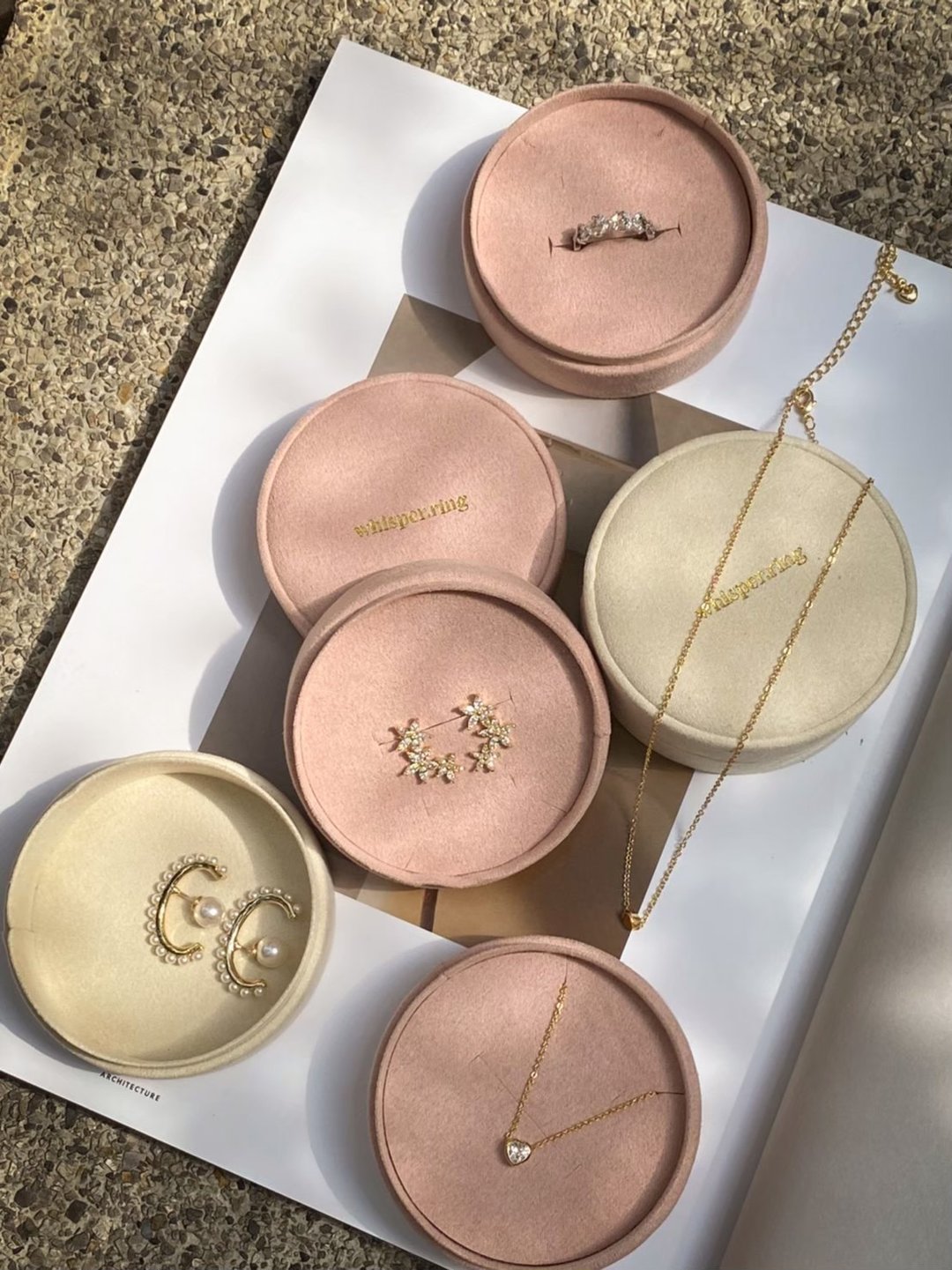 Secret Whis Box - Jewelry box, Gift box, Present box, Round design, Pink, Cream - 其他 - 其他材质 粉红色