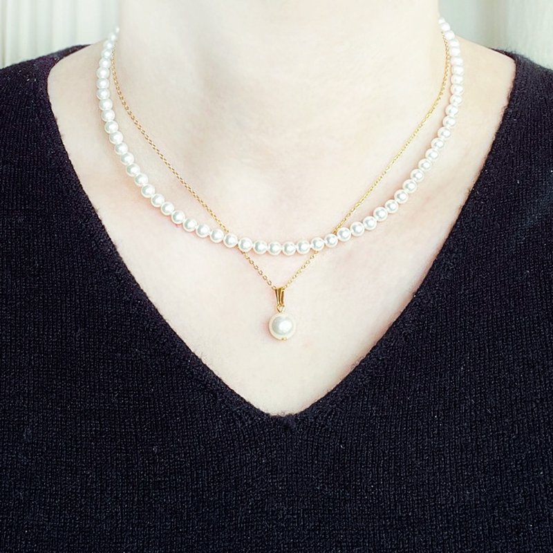 日本制 贝珠项链套组 - 项链 - 珍珠 白色