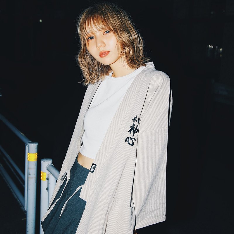 本部神心会馆 道服 - 男装外套 - 棉．麻 卡其色