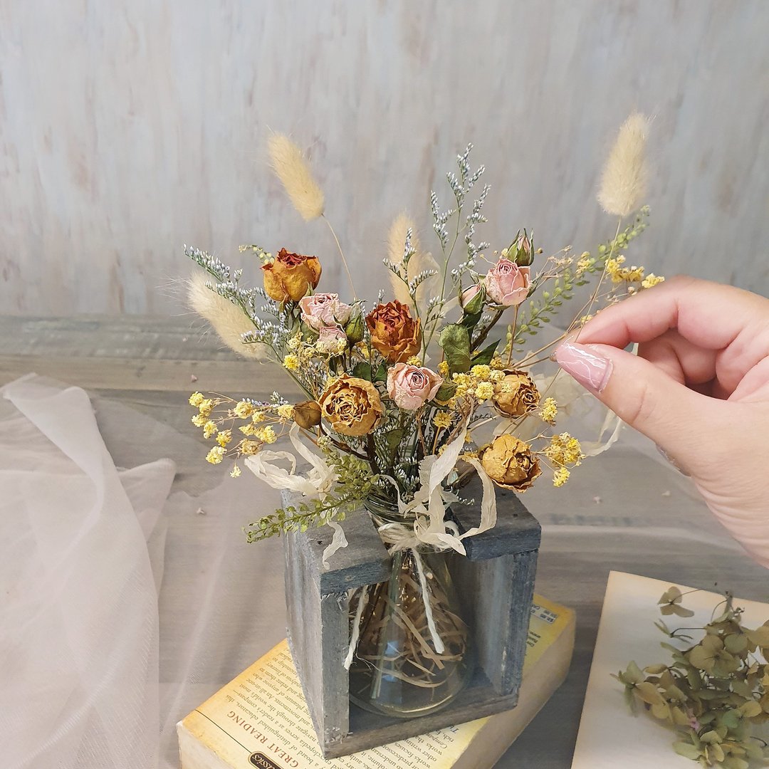 【在线】 干燥花DIY 复古木框干燥花瓶 在家手作 材料包 附影片 - 植栽 - 植物．花 